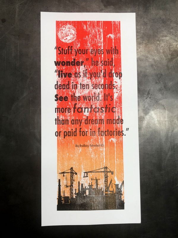 Ray Bradbury Fahrenheit 451 letterpress print