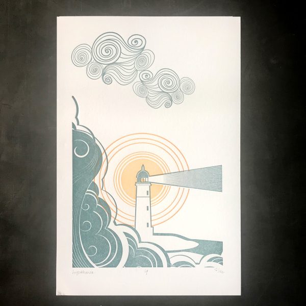 Lighthouse Letterpress Print