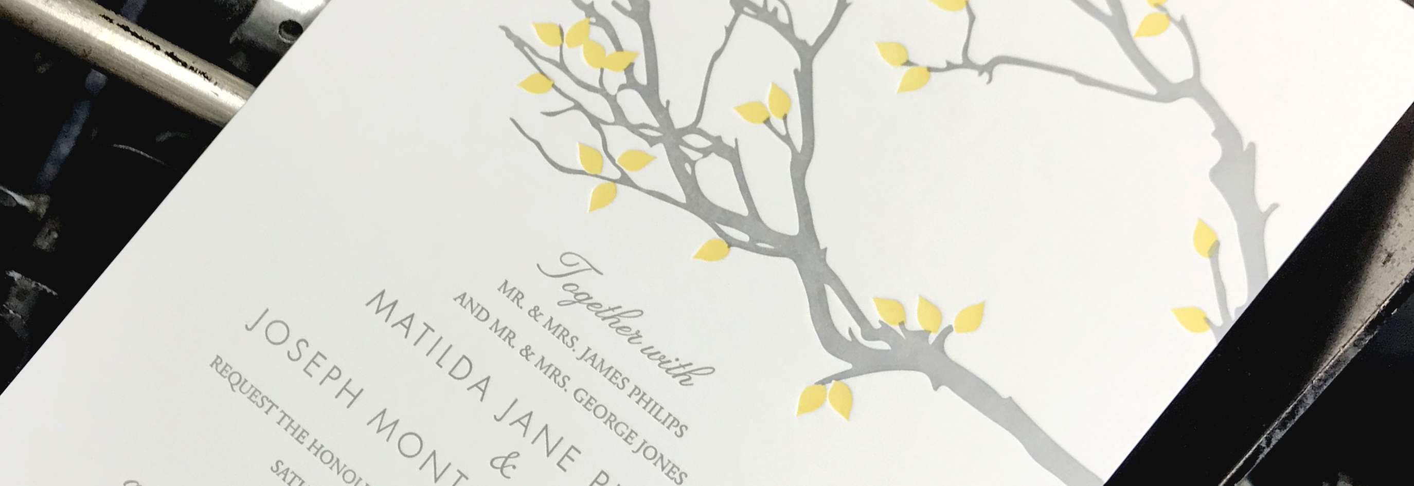 2 colour letterpress wedding invitation