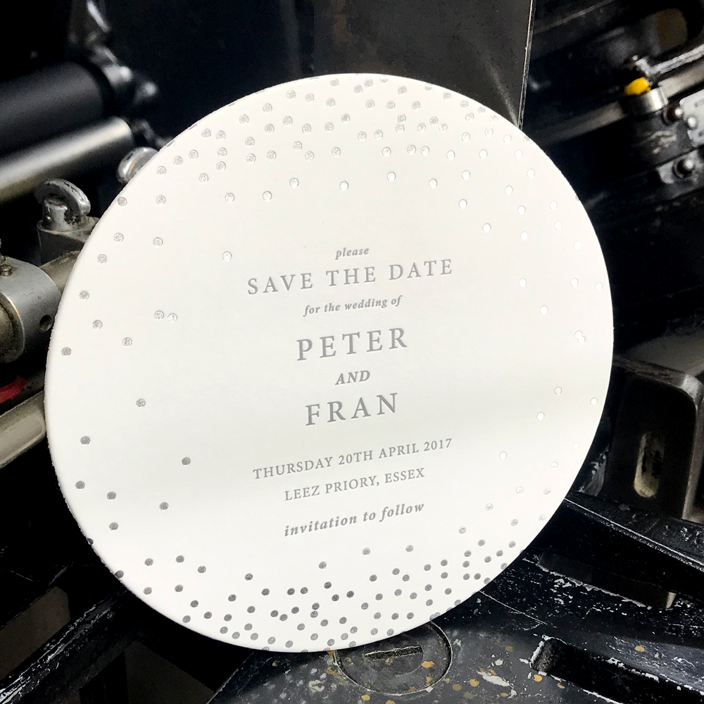 foil and letterpress die cut wedding save the date