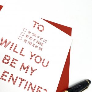 Letterpress valentines card